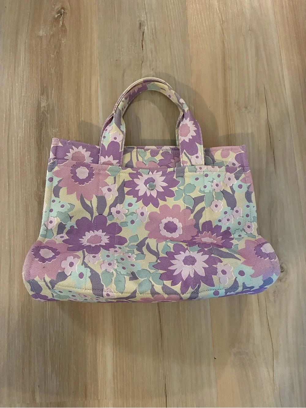 Coach Floral Canvas Tote in Lavender and Mint